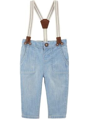 NWT OshKosh 24M Suspender Pants Railroad Stripe Ring Bearer Family Photo Outfit